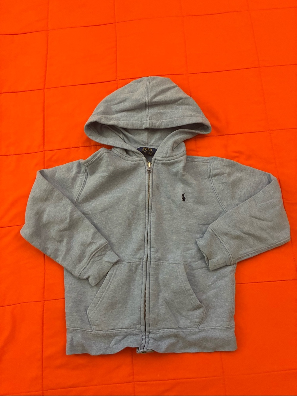 Polo Ralph Lauren Hoodie Boys Blue Size 7 Hoodie Full Zip Up Logo